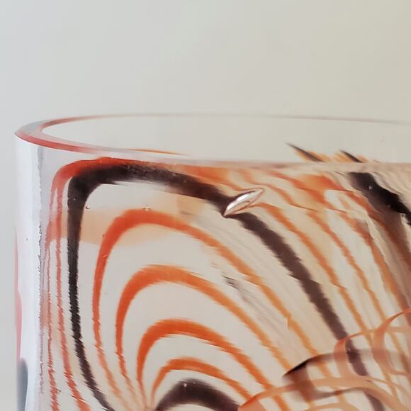 Peter Houk MIT Glass Lab Red & Black Swirl Design Vase 8" 2002 - Picture 16 of 16